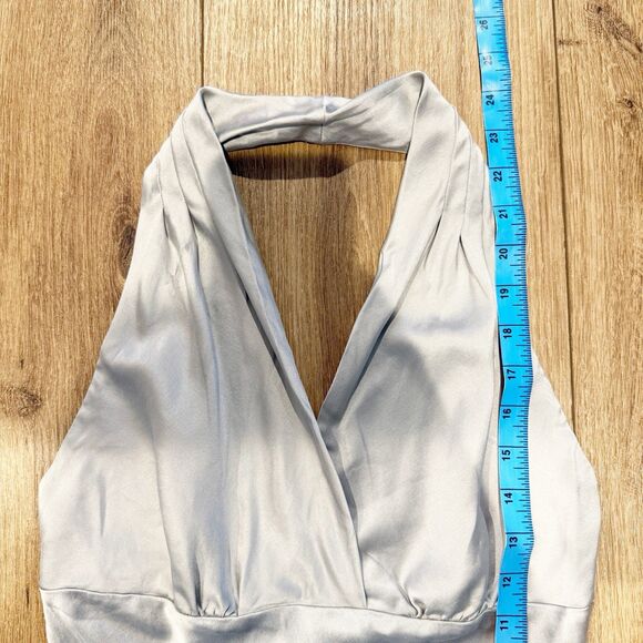 Express Womens Y2K Silk Babydoll Halter Top XSmall Coquette Fairycore Dainty - Picture 6 of 8